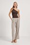Women's Accessory One Shoulder Basic Brown Tight Crop Blouse - 3