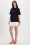 Women's Oversize Wide Cut 100% Cotton Crew Neck Short Sleeve Printed Black T-Shirt - 2