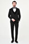 Straight Slim Fit Removable Suede Collar Men's Groom Suit Black - 45452.26Y - 3