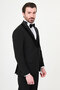 Straight Slim Fit Removable Suede Collar Men's Groom Suit Black - 45452.26Y - 6