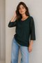 Women's Green Lace Sleeve Relaxed Fit Casual Blouse