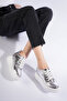 Extendable Height Increasing Women's Interior Hidden Heel Shiny Silver Sports Shoes Sneaker