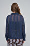 Women's Metallic Striped Relaxed Fit Shirt - 5