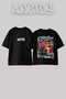 Roadside Pinup Design Back Printed Cotton Black Oversize T-Shirt