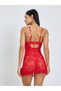 Floral Lace Underwired Heart Applique Detail Babydoll with Briefs - 4