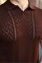 Brown Perforated Polo Collar Men's Knitwear T-Shirt E7495 - 3