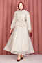 Ruffled Skirt Polka Dot Blouse Skirt Set Cream - 3