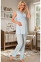 Women's Blue Lace Special Design Maternity Pajama Set - 2