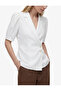 Double-Breasted Collar White Women's Shirt 6Sak60337Uw - 2
