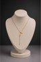 Women's Gold Letter Pendant Necklace with Dangling Chain and Stone Detail