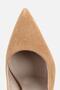 Women's Camel Suede Pointed Toe Open Back Stiletto Heel U Shoes - 5