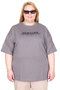Mode XL Real Big Size Women's T-Shirt Bis Collar New York U26204 Fume