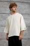 Men's T-Shirt Gst Fakir Kol Beige Oversize Linen Crew Neck