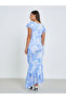 Blue Tie-Dye Print Maxi Mermaid Hem Dress - 5
