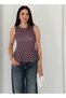 Women's Polka Dot Crew Neck Peplum Sleeveless Summer Blouse - 6