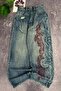 Blue Stonewashed Vintage Tribal Printed Grunge Baggy Y2K Unisex Pants