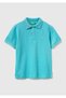 Boy's Light Blue Logo Pique Polo T-Shirt