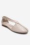Fable Beige Skin Genuine Leather Open-Sided Women's Ballerina Shoes - 3