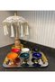 6-Piece Colorful Porcelain Set with Stands, 6 Colors, Golded, for Turefashion & Sauce - 5