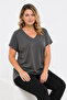 Women's Plus Size Gray, V-Neck Blouse 65N39486 - 5