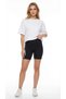 Women's Black High Waist Seamless Ribbed Biker Shorts Leggings Gathering Seamless - 2