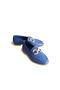 Lyra Night Blue Genuine Leather Women's Ballerinas with Gold Buckle - 4