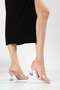 S-619 Pink Patent Leather Transparent Strappy Transparent Heels Set of Round Toe for Women Slipper