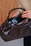 Women's Bitter Brown Shiny Textured Knot Detailed Wide Inner Volume Adjustable Cross Strap Shoulder Bag - 3