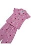Girl's Cotton Pink Heart Patterned Shirt Collar Buttoned Short Sleeve Pajama Set - 5