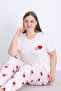 Embroidered Milan Knitted Short Sleeve Oversized Women's Pajama Set
