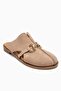 Favor Beige Suede Genuine Leather Closed-Front Women's Slippers - 3