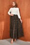 Khaki Layered Patterned Chiffon Skirt - 2