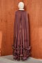 Plum Skirt with Ruffles and Cape Evening Dress - 5