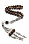 Tiger's Eye Natural Stone Prayer Beads Silver Color Metal Tassel Stylish Premium Men's Prayer Beads - Gift