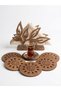 Decorative Wooden Napkin Holder and Set of 6 Coasters Walnut Color