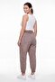 Women's Brown Summer Trousers with Elastic Waist and Leg Detail - 4