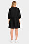 Women's Plus Size Black, Three Quarter Sleeves, Elasticated Cuff, Short Dress 65N39490 - 7