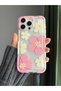 Pink and Cream Floral Pattern Transparent Phone Case Compatible with iPhone 15