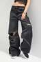 İts Basic Women's Dark Smoked Super Baggy Fit Zipper Detailed Special Design Denim Jeans