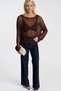 Women's Mesh Detailed Long Sleeve Transparent Knitwear Blouse - 2