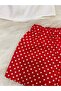 Girl's 2-Piece Set: Madonna Collar White Blouse & Polka Dot Patterned Red Shorts Set - 8