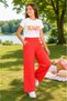 53905-26 Girl's Be Happy Printed T-Shirt & Patterned Wide-Leg Pants Two-Piece Set – Summer Casual Stylish Combination - 5