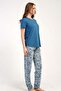 Round Neck Short Sleeve Pajama Set Blue-512275 - 8