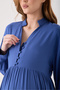 Maternity 100% Viscose Fabric Long Dress, Sleeves with Cuffs, Waist Tie, Collar with Button Detail (Breastfeeding) - 6