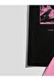 Straight Towards Print Detailed Black T-Shirt and Pink Shorts Set - 4