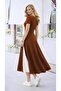 Women's Short Sleeve Asymmetrical Collar Button Detailed Midi Viscose Dress - 2
