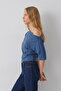 Women's Off-Shoulder Short Sleeve Blue Blouse - 4