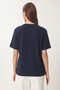 Basic Cotton Knitted T-Shirt Lus0094 Dark Blue - 4
