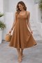 Women's Strappy Round Neck Kiloş Long Viscose Dress - 3