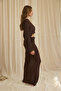 Naval Brown Crop Skirt Knitwear Set - 4